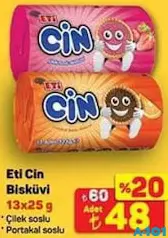 ETİ CİN BİSKÜVİ 13X25 G fiyat ve kampanya bilgisi
